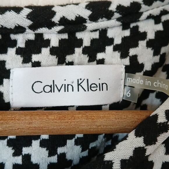 Calvin Klein Black And White Houndstooth Dress New - Picture 3 of 6